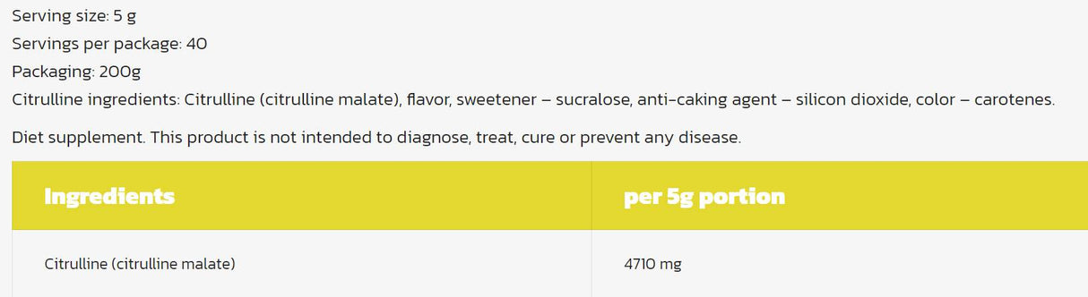 Σκόνη μηλικού citrulline - 200 γραμμάρια
