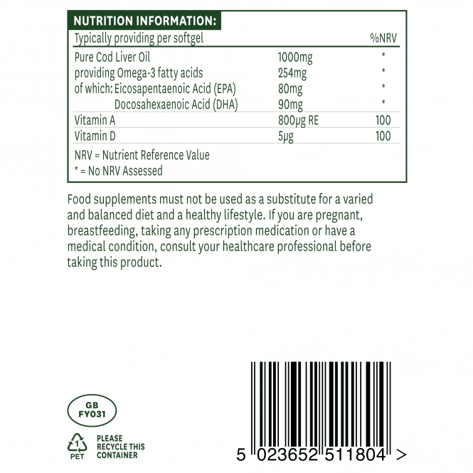 Κώδικα συκώτι 1000mg 180 Softgels NatuesAid