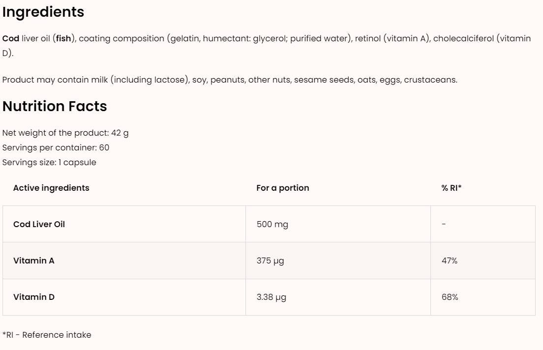 Μουρουνέλαιο 500 mg 60 κάψουλες Gel