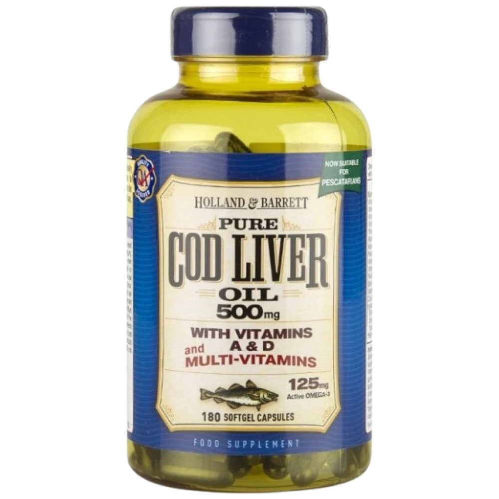 Μουρουνέλαιο 500mg | Με Multi Vitamins - 180 κάψουλες Gel