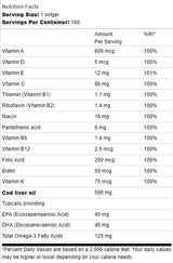 Μουρουνέλαιο 500mg | Με Multi Vitamins - 180 κάψουλες Gel