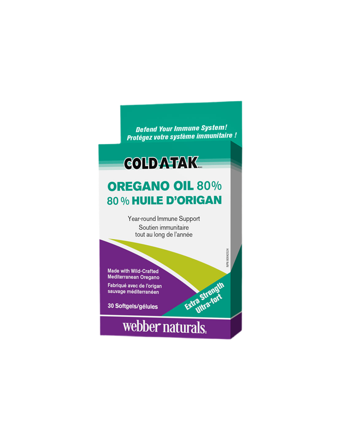 Cold-A-Tak® Oregano Oil Extra Tressure/Tlegano (OIL/80% Carvacrol), 180 mg, 30 καψάκια Softgel