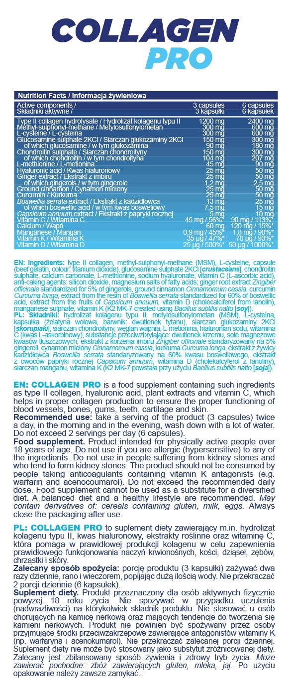 Collagen Pro Caps | με Γλυκοζαμίνη, Χονδροϊτίνη, Υαλουρονικό, Boswellia - 180 κάψουλες