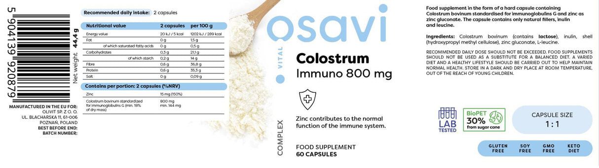 Colostrum Immuno 800 mg - 120 κάψουλες