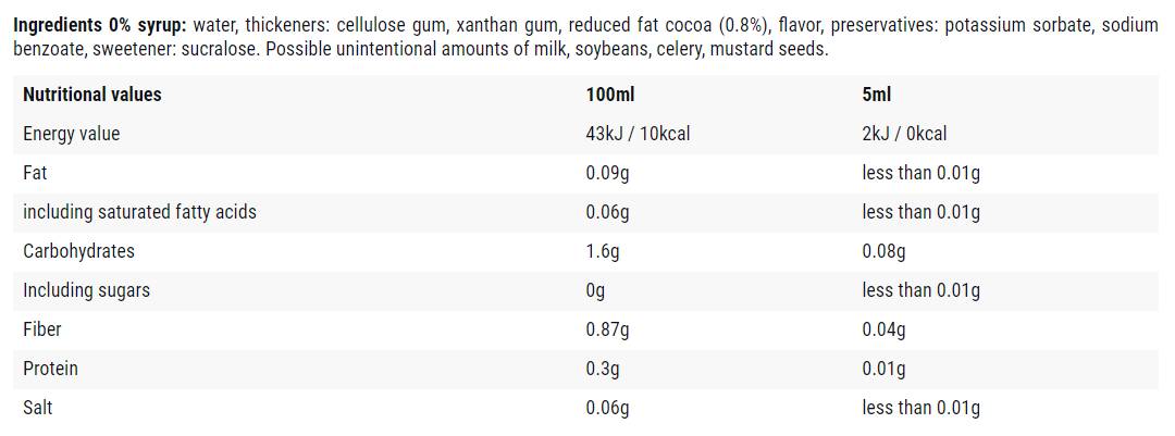 Μπισκότο με σοκολάτα/0 σιρόπι θερμίδων - 500 ml