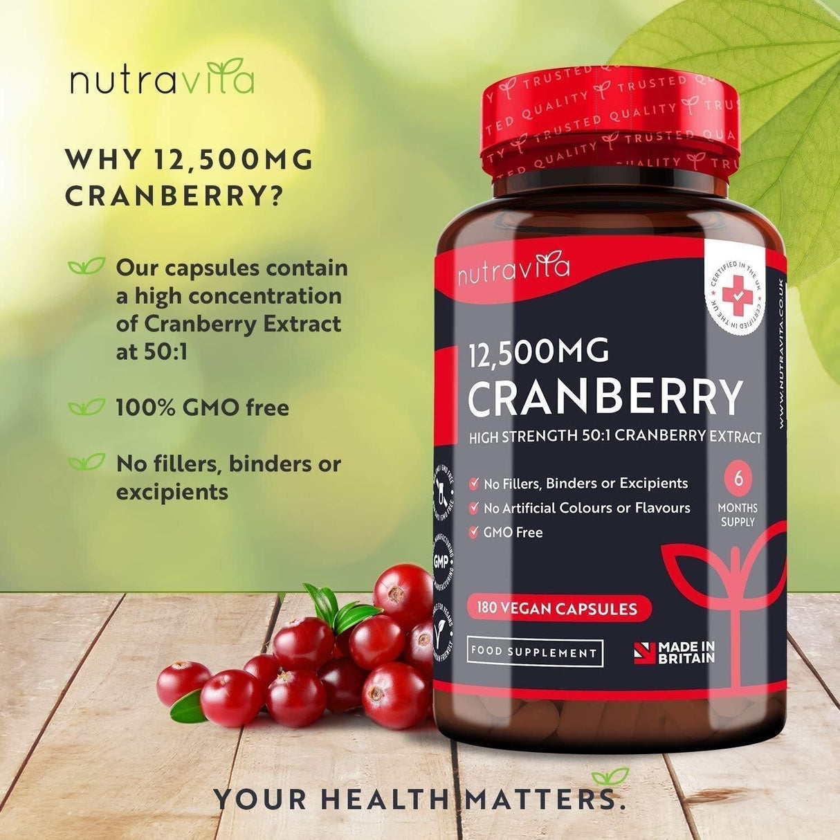 Cranberry - Red Cranberry 12500 mg 180 vegan κάψουλες