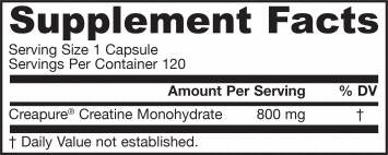 Μονοϋδρίτη κρεατίνης 800 mg 120 κάψουλες