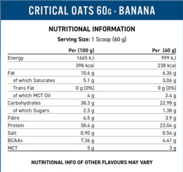 Critical Oats | Σκόνη κουάκερ πρωτεΐνης - 3000 γραμμάρια