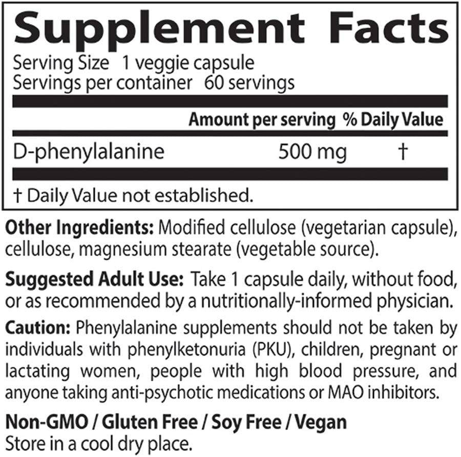 D -φαινυλαλανίνη 500 mg - 60 κάψουλες