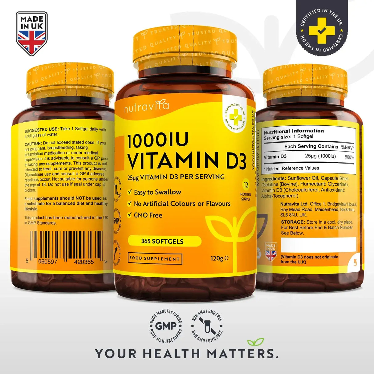 Βιταμίνη D3 1000IU (25UG) 365 Softgels