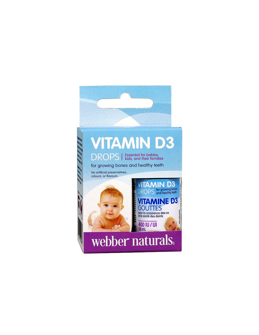 Βιταμίνη D3 για μωρά και παιδιά, 400 IU x 15 ml/ 500 δόσεις