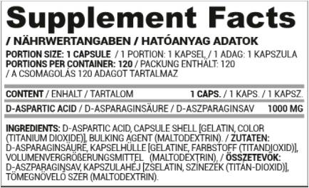 DAA Dark | D-Aspartic Acid 1000 mg 120 κάψουλες