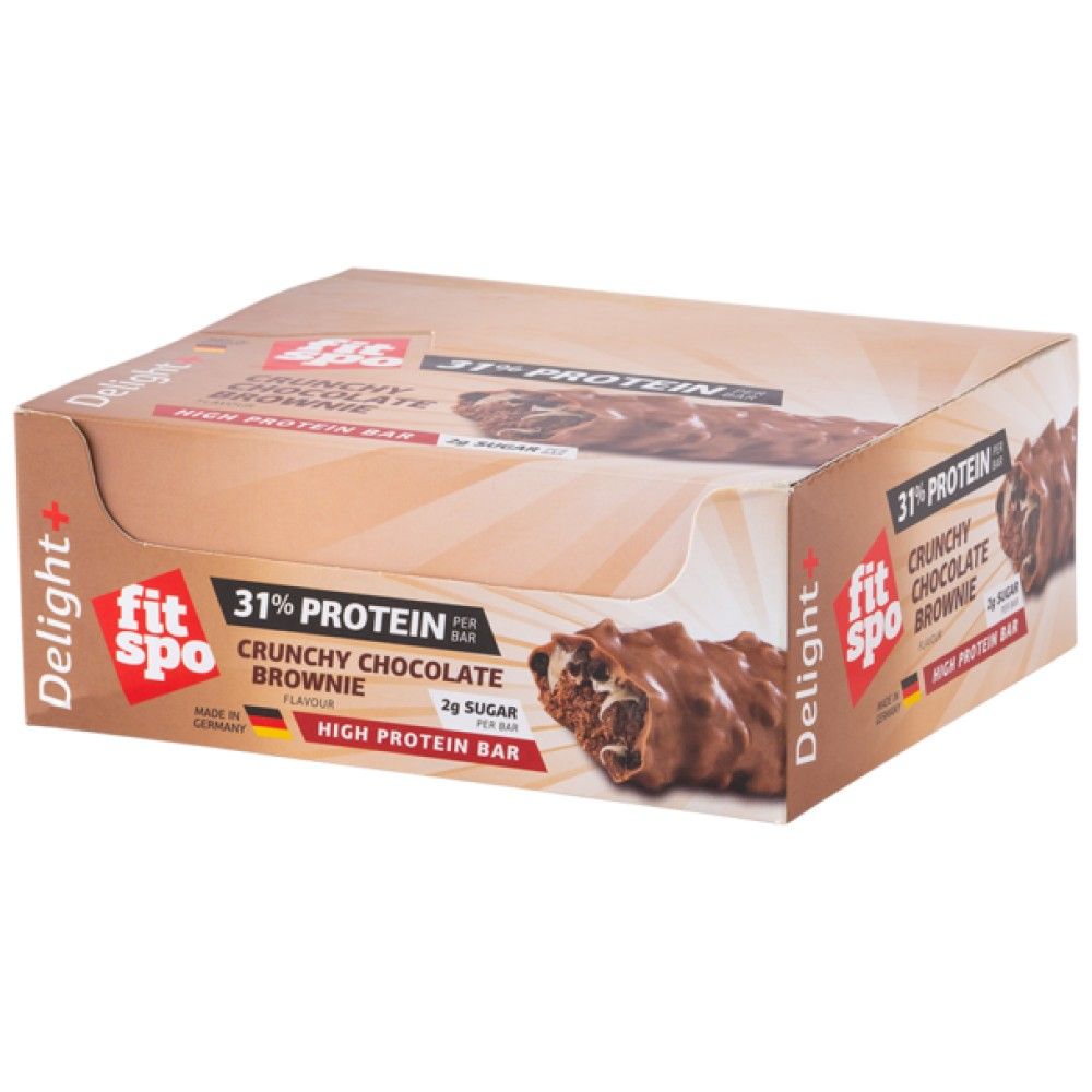 Μπράουνι σοκολάτας Delight+ Crunchy Protein Bar - 12 x 60 γραμμάρια