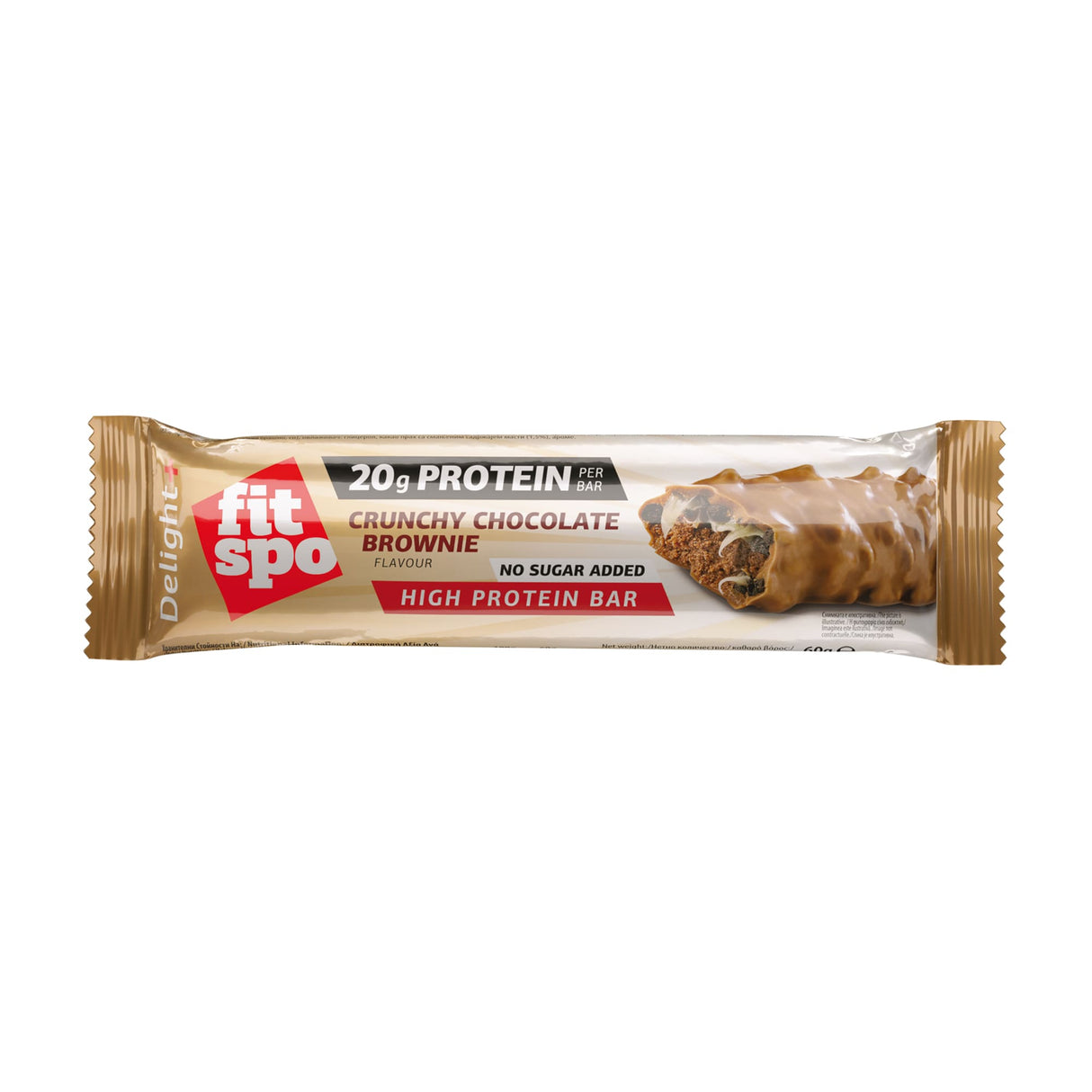 Μπράουνι σοκολάτας Delight+ Crunchy Protein Bar - 60 γραμμάρια