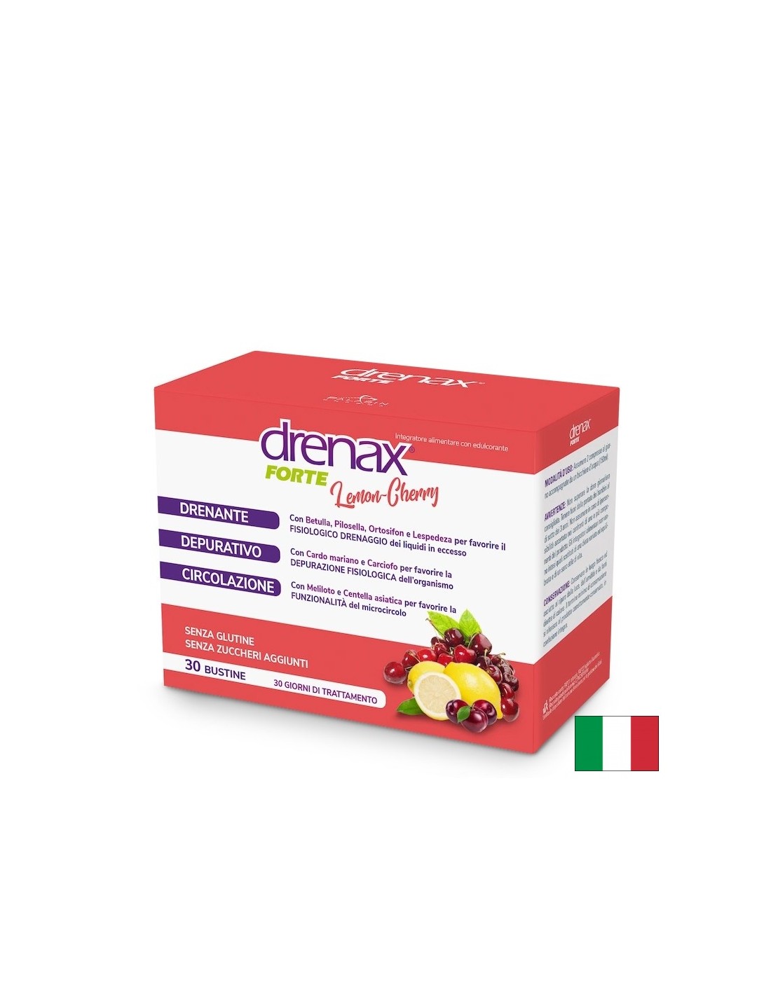 Διουρητική φόρμουλα αποτοξίνωσης - Drenax - Drenax® με λευκή σημύδα, φραγκοστάφυλο και αυτιά ποντικιού, 30 φακελάκια, γεύση λεμόνι και κεράσι
