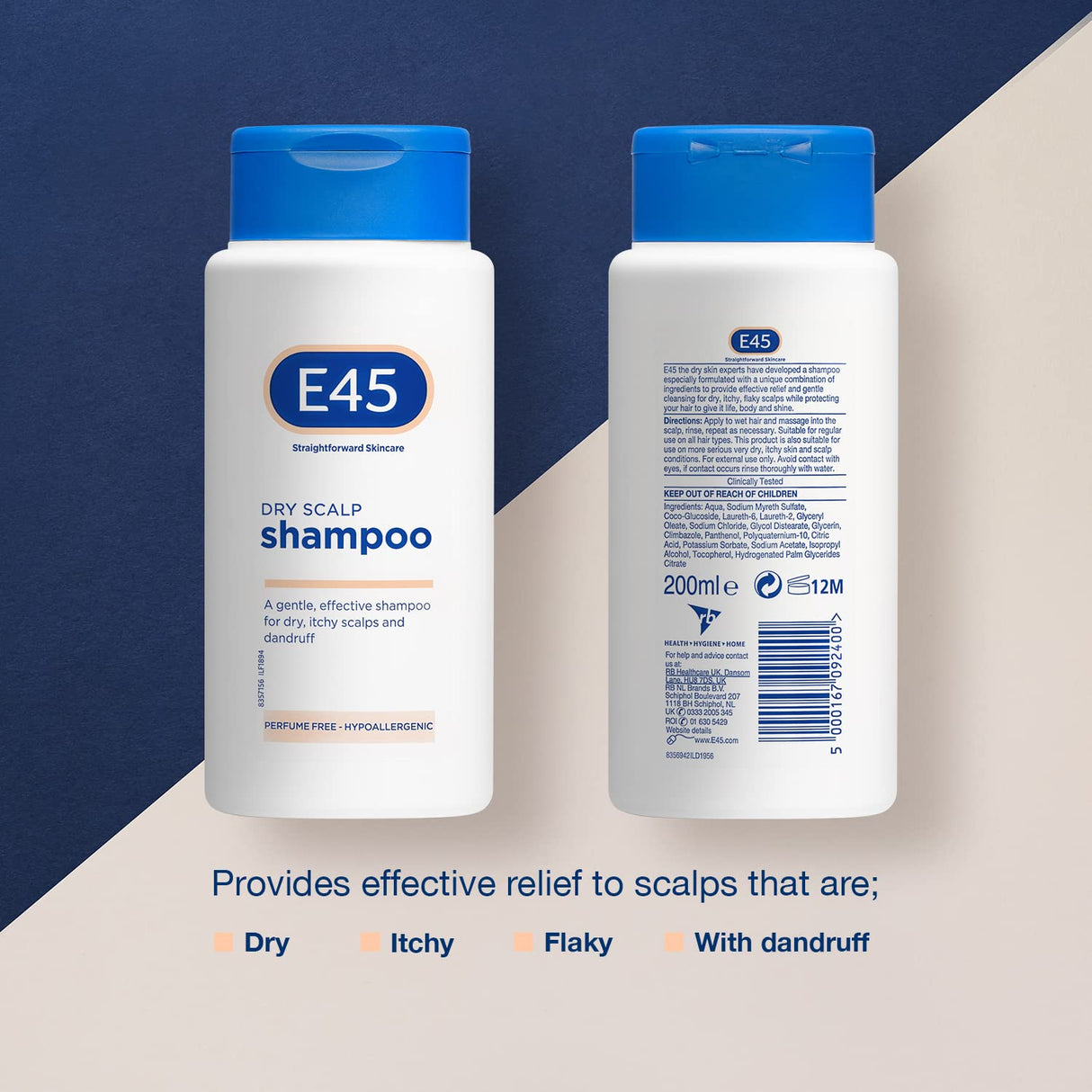 E45 Δερματολογικό σαμπουάν έναντι ξηρού τριχωτού της κεφαλής - 200 ml