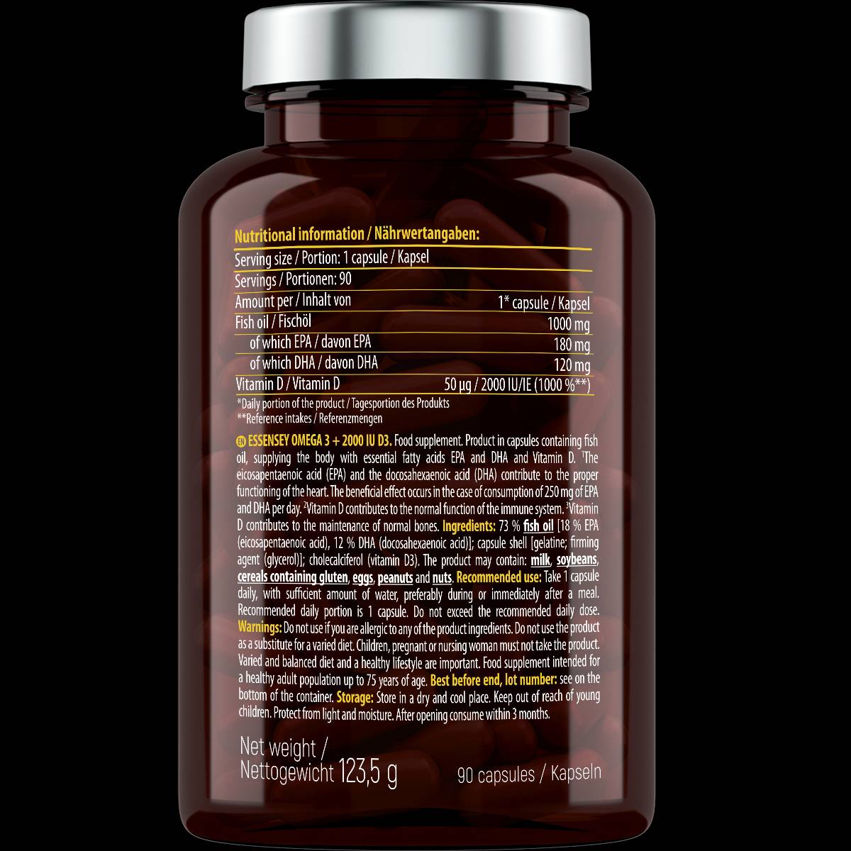 Omega 3 + Vitamin D3 2000 IU 90 Гел капсули - Feel You