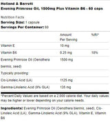 Λάδι Primrose Evening 1500 mg | Συν βιταμίνη Β6 - 60 κάψουλες