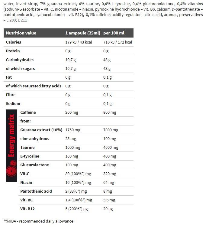 Extreme Speed ​​Shot Energy Booster 20 x 25 ml