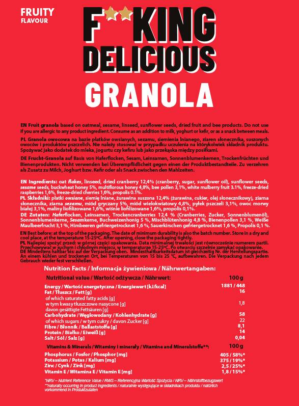 F**KING Delicious Granola | Φρούτα - 300 γραμμάρια
