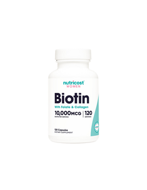 Hair, Skin, Nails - Biotin with Folate and Collagen, 120 Nutricost capsules - Nutra Best Europe
