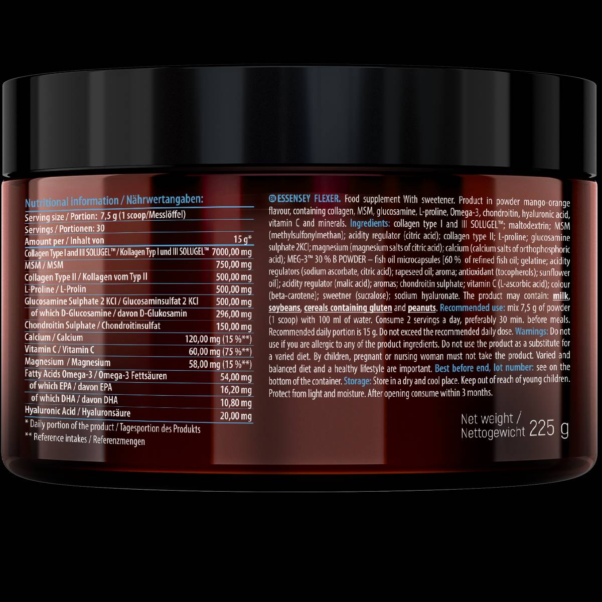 FLEXER | με 7500 mg Κολλαγόνο Τύπου Ι, ΙΙ και ΙΙΙ - 225 γραμμάρια