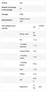 Fitquick Cocoa Zero | με ερυθριτόλη - 500 γραμμάρια