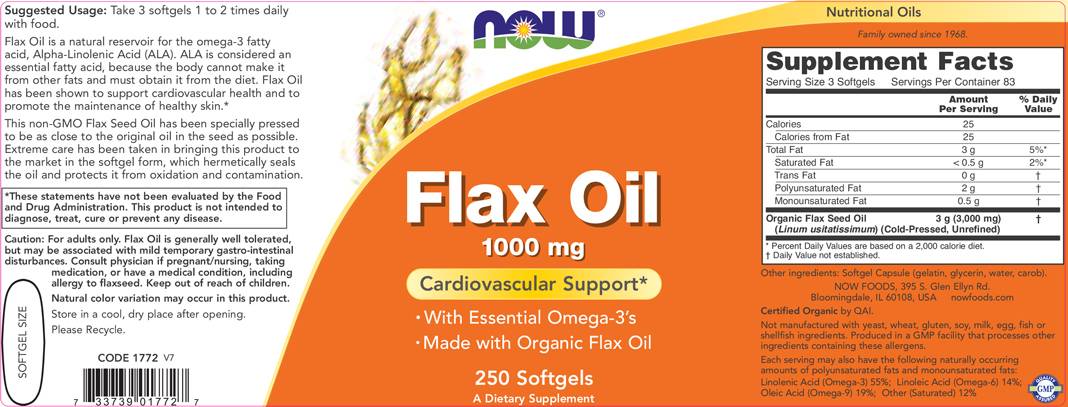Flax Oil Organic 1000 mg - 100 Gel κάψουλες