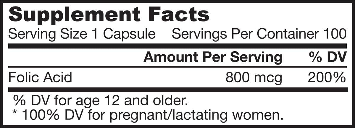 Φολικό οξύ 800 mcg 100 κάψουλες