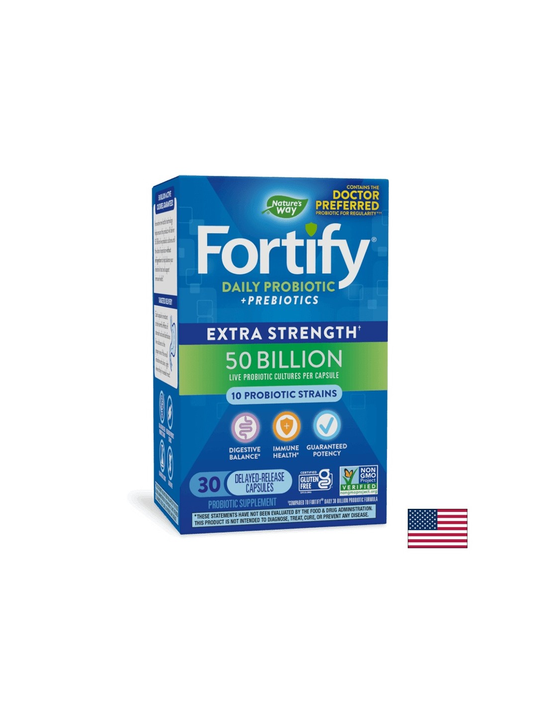 Probiotic + Prebiotics - Υψηλή δόση - Fortify Probiotic extra αντοχή, 50 δισεκατομμύρια ενεργά προβιοτικά, 30 κάψουλες