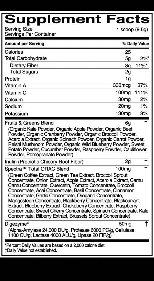 Φρούτα και πράσινα | Θρεπτικά πυκνά superfood με αντιοξειδωτικά - 285 γραμμάρια