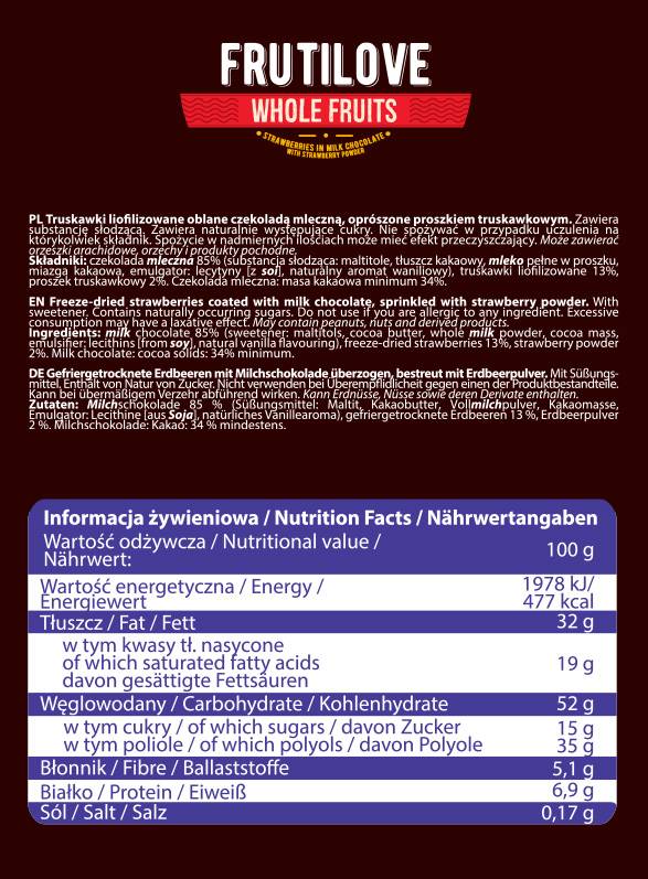 Frutilove | Φράουλες σε σκόνη σοκολάτας γάλακτος και φράουλας - 200 γραμμάρια