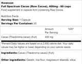 Πλήρες φάσμα CaCao 400 mg 60 κάψουλες