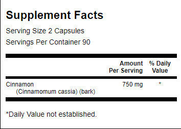 Πλήρες φάσμα κανέλα 375 mg - 180 κάψουλες