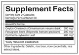 Πλήρης κανέλα φάσματος, Fenugreek & Gymnema - 120 κάψουλες