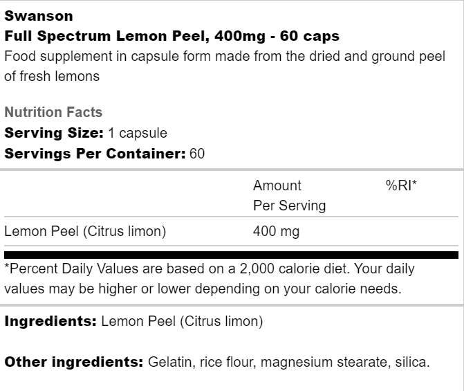 Full Spectrum Lemon Peel 400 mg 60 κάψουλες
