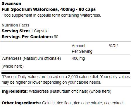 Full Spectrum Watercress 400 mg 60 κάψουλες