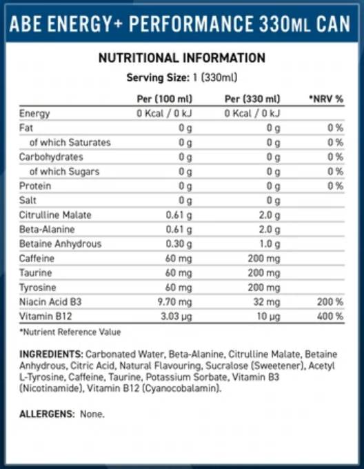 Abe Energy + Performance Όλα τα μαύρα όλα έτοιμα για κατανάλωση-330 ml