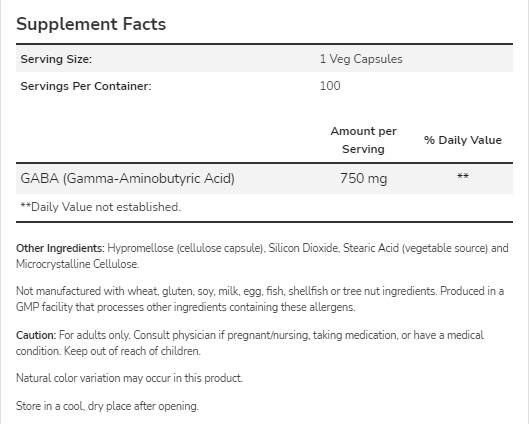 GABA 750 mg - 200 κάψουλες