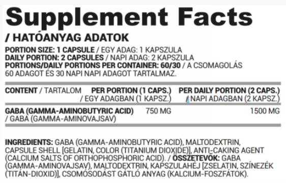 GABA 750 mg - 60 κάψουλες