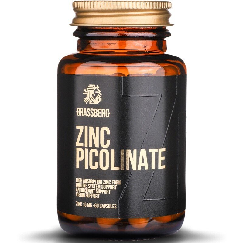 Grassberg ψευδάργυρος picolinate 15mg - υψηλή απορρόφηση 60 καπάκια