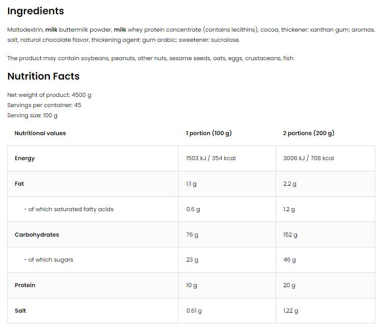 GainLicious/Rapid Mass Gainer 4500 γρ
