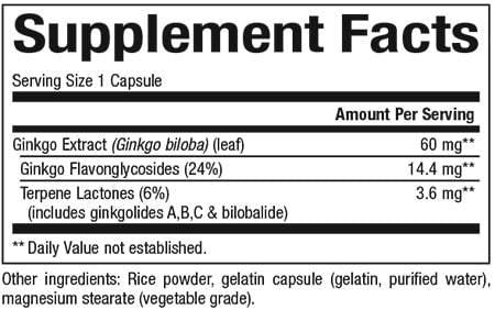 Ginkgo Biloba 60 mg - 120 κάψουλες