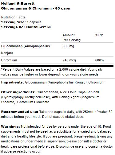 Glucomannan & Chromium - 60 κάψουλες