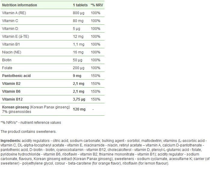 Gold Vit Complex + Ginseng/20 αναβράζουσες ταμπλέτες - 0