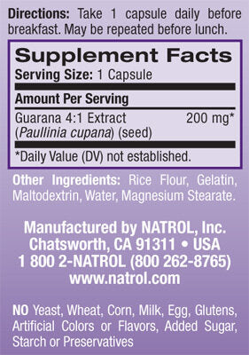 Guarana 200 mg./90 καπάκια.