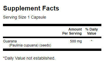 Guarana 500 mg - 100 κάψουλες