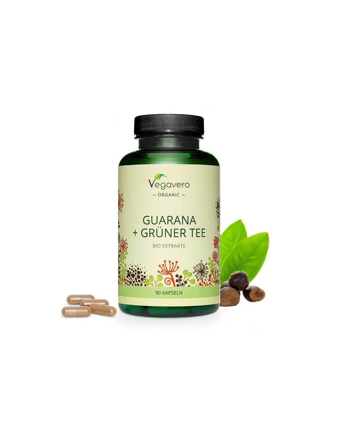 Guarana + Grüner Tee Bio Extrakte - Guarana και εκχύλισμα πράσινου τσαγιού, 90 <tc>Vegavero</tc> κάψουλες