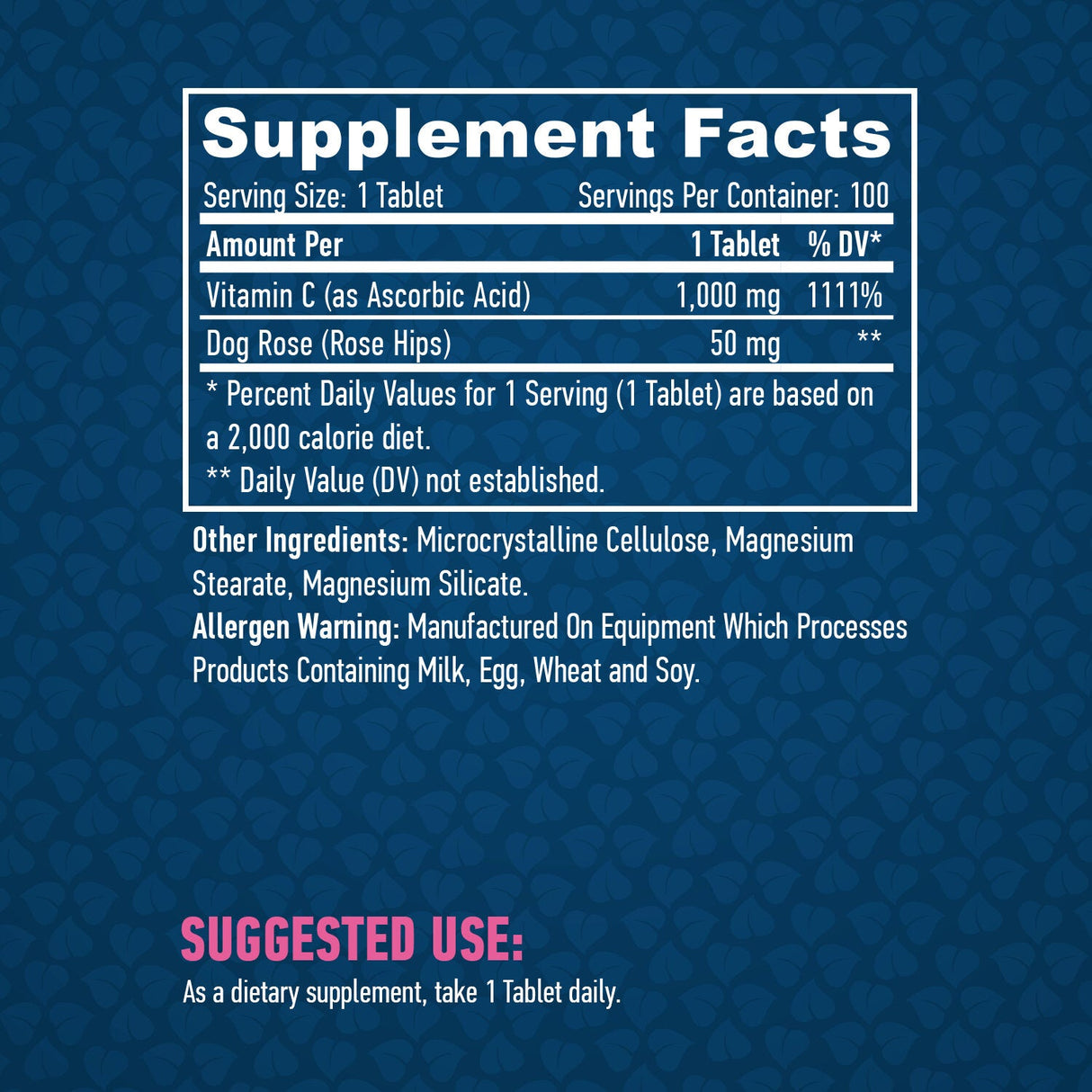 Υψηλή ισχύς βιταμίνη C 1.000mg με τριαντάφυλλα γοφούς 100 καρτέλες.
