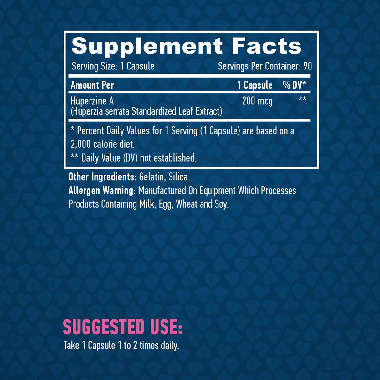 Huperzine ένα εκχύλισμα 98% 200mcg/90 καπάκια
